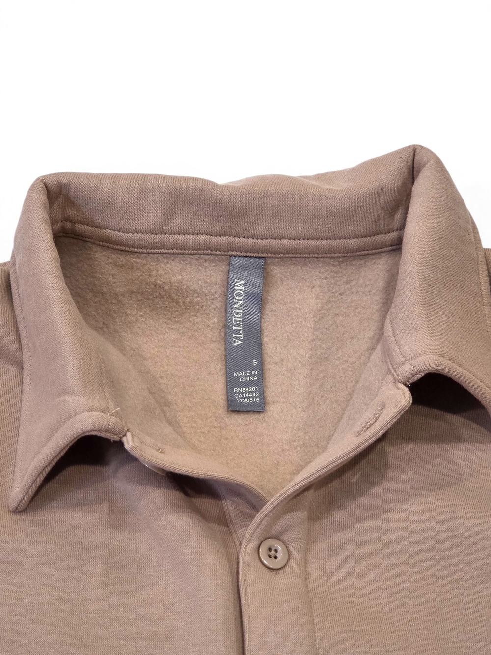 Mondetta Men's Tan Brown Fleece Collared Polo Sweatshirt Size Small NWOT - Picture 2 of 10